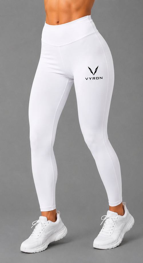 Legginsy damskie VYRON z wysokim stanem – Białe | Premium Comfort